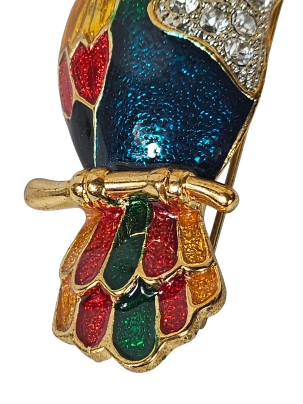 Vintage Toucan Parrot Pin Bird Rhinestone Crystal Cockatoo Brooch Multi Color - Picture 3 of 8